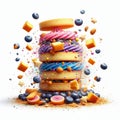 Crumbs flying clipping path on sapin sapin, close up, isolate