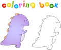 Crummy bellied dragon doing exercises of squats. Coloring book a Royalty Free Stock Photo