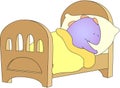 Crummy bellied dragon is sleeping in his crib