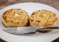 Crumpets with butter Royalty Free Stock Photo