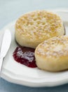 Crumpets with Butter and Jam Royalty Free Stock Photo