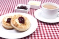 Crumpets and jam Royalty Free Stock Photo