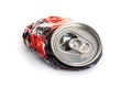 Crumpled Aluminum can isolated on white background