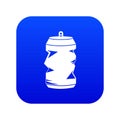 Crumpled aluminum cans icon digital blue