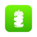 Crumpled aluminum cans icon digital green