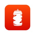 Crumpled aluminum cans icon digital red