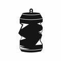 Crumpled aluminum cans icon, simple style