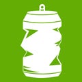 Crumpled aluminum cans icon green