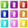 Crumpled aluminum cans icons 9 set Royalty Free Stock Photo