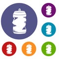 Crumpled aluminum cans icons set Royalty Free Stock Photo