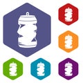 Crumpled aluminum cans icons set Royalty Free Stock Photo