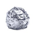 Crumpled ball of aluminum foil isolated Royalty Free Stock Photo