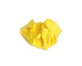 Crumpled ball of brown sheet of yellow paper isolated on white background Royalty Free Stock Photo