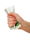 Crumpled banknote in a hand Royalty Free Stock Photo