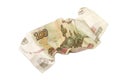 Crumpled banknote in a hundred Russian rubles Royalty Free Stock Photo