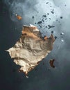 Crumpled Brown Burning Paper with Rising Smoke and Ash Debris on a Dark Backdrop Royalty Free Stock Photo