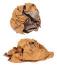 Crumpled brown paper ball isolated