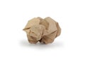 Crumpled brown paper ball isolated on white background. Image with Clipping path Royalty Free Stock Photo