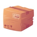 Crumpled Cardboard Box as Packaging and Shipping Container Vector Illustration Royalty Free Stock Photo