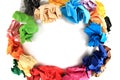 Crumpled color papers