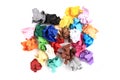 Crumpled color papers