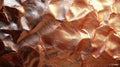 Crumpled Copper Foil Texture with Shiny Metallic Finish Background