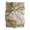 Crumpled craft paper sheet. Brown paper textures isolated on white background.