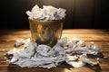 A crumpled document lands in the trash, discarded and forgotten Royalty Free Stock Photo
