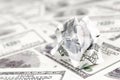 Crumpled dollar bill of the United States lies on the set of smooth money bills Royalty Free Stock Photo