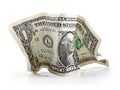 Crumpled dollar bill on white Royalty Free Stock Photo