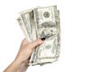 Crumpled dollars in female hand Royalty Free Stock Photo