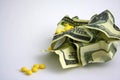 Crumpled dollars and grugs Royalty Free Stock Photo