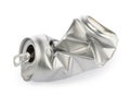 Crumpled empty blank soda or beer can garbage. Crushed junk can recycle isolated clipping path Royalty Free Stock Photo