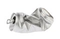 Crumpled empty blank soda or beer can garbage. Crushed junk can recycle isolated clipping path Royalty Free Stock Photo