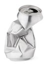 Crumpled empty soda or beer can isolated on white Royalty Free Stock Photo