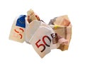 Crumpled euro bill Royalty Free Stock Photo