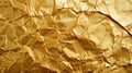 Crumpled gold paper texture horizontal background Royalty Free Stock Photo