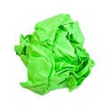 crumpled green paper ball isolated on white Royalty Free Stock Photo