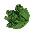 Crumpled green paper ball isolated on the white background Royalty Free Stock Photo