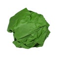 Crumpled green paper ball isolated on the white background Royalty Free Stock Photo