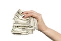Crumpled money in female hand Royalty Free Stock Photo