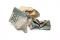 Crumpled money is worth 2000 rupiah from indonesia currency white background