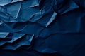 Crumpled Navy blue paper abstract shape background with space paper for text. Generative AI Royalty Free Stock Photo