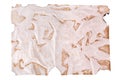 Crumpled old brown paper on white background isolated close up with text plase, wrinkled dirty empty sheet of paper, copy space Royalty Free Stock Photo