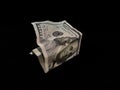 Crumpled one hundred american dollars on a black background. Bad American money, close-up. Concept: devaluation, falling currency Royalty Free Stock Photo