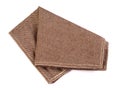 Crumpled orange brown checkered napkin table clothes on white b