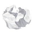 Crumpled paper ball icon. Realistic garbage, bad idea symbol, crushed piece of paper. Throw rumple grunge sheet. Mistake