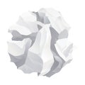 Crumpled paper ball icon. Realistic garbage, bad idea symbol, crushed piece of paper. Throw rumple grunge sheet. Mistake