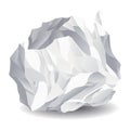 Crumpled paper ball icon. Realistic garbage, bad idea symbol, crushed piece of paper. Throw rumple grunge sheet. Mistake