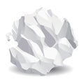 Crumpled paper ball icon. Realistic garbage, bad idea symbol, crushed piece of paper. Throw rumple grunge sheet. Mistake